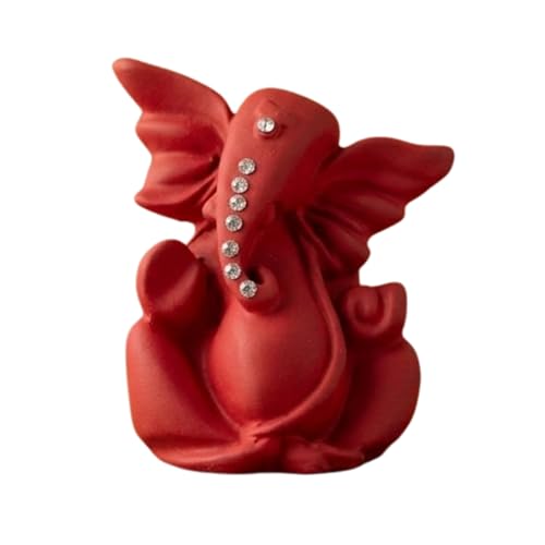 Image of eCraftIndia Red Ganesha Statue | Lord Ganesha Idol for Home Decor Car Dashboard | Ganesh Ganpati Murti Gift for Diwali Housewarming Birthday