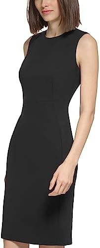 Calvin Klein Women's Sleeveless Scuba Sheath Dress with Princess Seam, Slight Black, 6