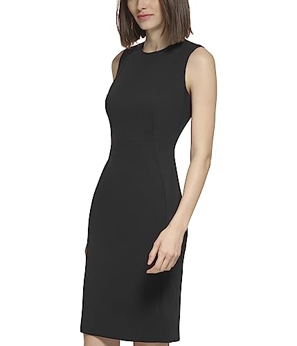 Image of Calvin Klein Women's Scuba Crepe Sleeveless Princess Seam Sheath Dress