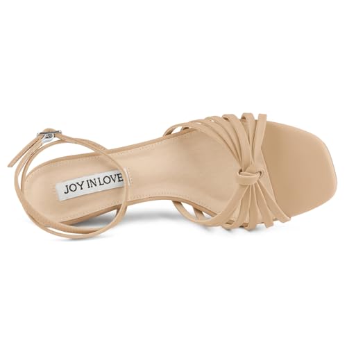 Image of JOY IN LOVE Women's Kitten Low Strappy Heels Ankle Strap Heeled Sandals