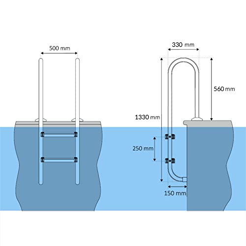 Escalera para Piscina con Pasamanos de Acero Inoxidable 200kg miniatura 5