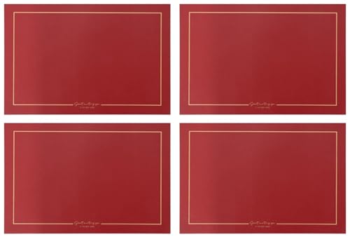 Sets de table en cuir antidérapants rouge protège table rectangulaire anti tache - 2