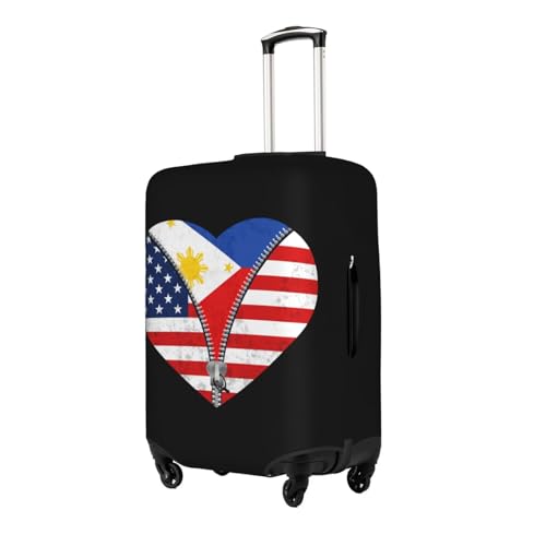 Travel Luggage Cover Heart America Flag And Philippines Flag Fashion Washable Baggage Suitcase Protector Fit For Luggage Medium2