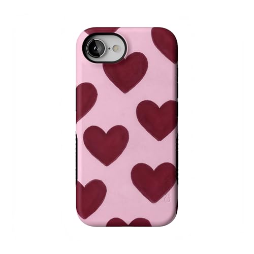 Casely iPhone 16e Case | Whole Lotta Love | Plum Hearts | Bold Protective Design | Compatible with MagSafe