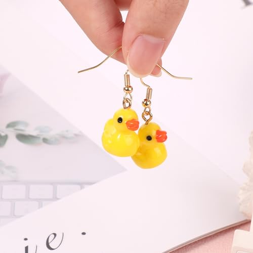 Yellow Duck Earrings, Cute Duckie Earrings Acrylic Dangle Drop Earrings Personalized Charming Cartoon Style Funny Duck Accessories for Girls Women, yellow, black, orange, golden3
