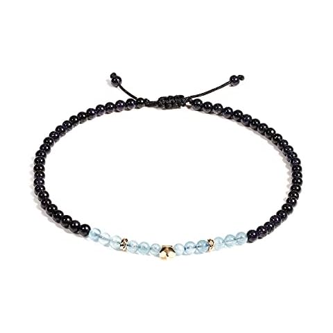 Jewboo Aquamarine with Blue Sandstone Anklet Bracelet for Women Good Luck Star Charm Gem Stones Yoga Meditation Healing Crystals Cover