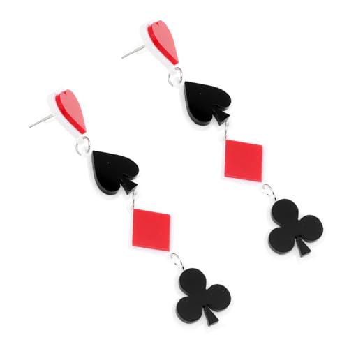 Genérico 1 Par Pendientes De Naipes Carta De Juego Colgar Soportes Arco Estético Corazón Tarjeta Organizador De Anillos Poseedor Jumbo Organizador De Collares Decoración Póker Eras Acrílico