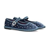 98571 Bailarinas planas para mujer, diseno de apliques metalicos en toda la superfie, hecha de terciopelo con ribete en contraste, suela flexible y cierre de hebilla. Ideal entretiempo. Azul Talla 40