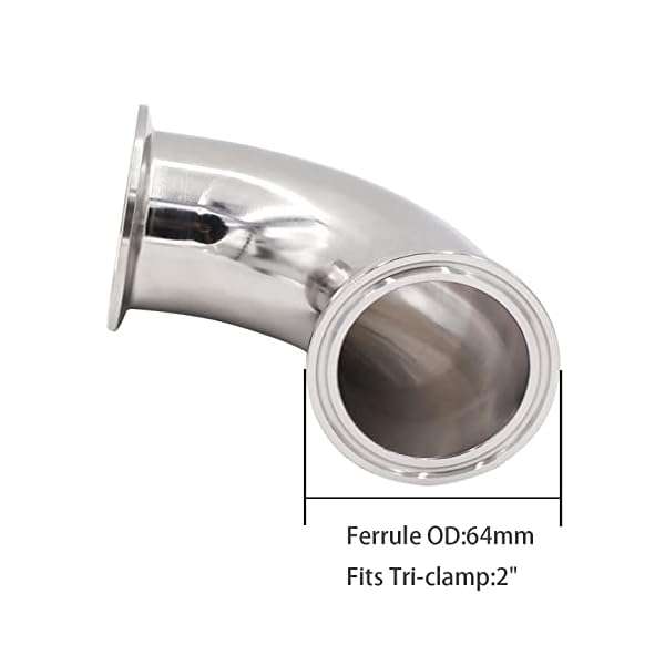 dernord Sanitär Hülse Bogen 90 Grad Rohrverschraubungen SS304 Tri Klemme 2" Tube OD – Bild 4