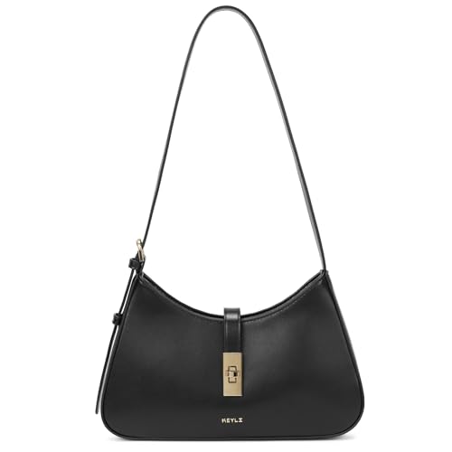 Keyli Bolsa de ombro moderna feminina de couro vegano ajustável, bolsas Hobo, bolsas com alça longa, B - preto