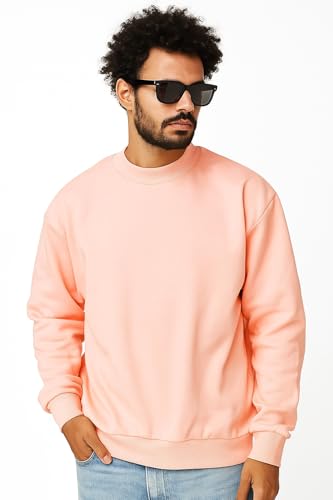 Image of Classic Cotton Fleece Sweatshirt, Casual Round Neck, Long Sleeve, Solid Pattern, for Men