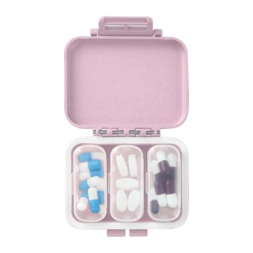 Cute Travel Pill Case, 3 Compartment Daily Pill Organizer Portable, 3 Times A Day Compact Fish Oil Supplement Box for Business T
