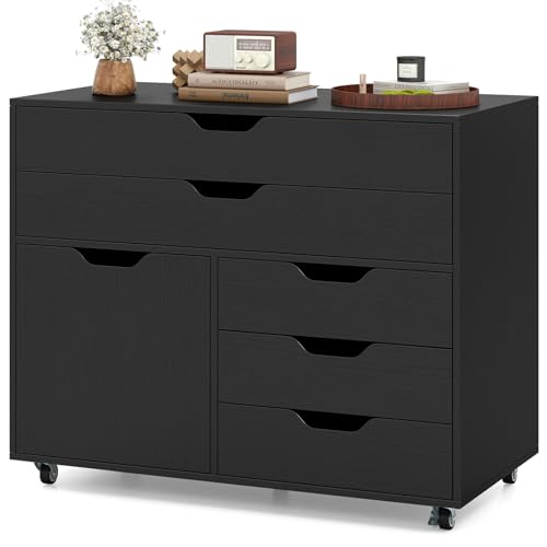 Giantex File Cabinet, Rolling Lateral Filing Cabinet with Wheels, 5