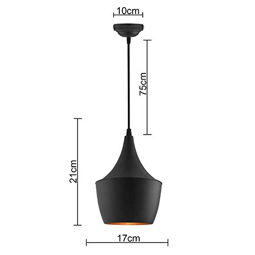 Image of Homesake Modern Black Pendant Lights Set of 2 - Stylish Hanging Ceiling Lamps for Kitchen, Dining Room, Living Room, Bar, Restaurant - Contemporary Home Decor, Adjustable Cord, Easy Installation