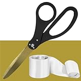 Premium Black Big Scissors for Ribbon Cutting Ceremony Kit Grand Opening Ribbon and Scissors for Cutting 25 inch (White Ribbon Included)