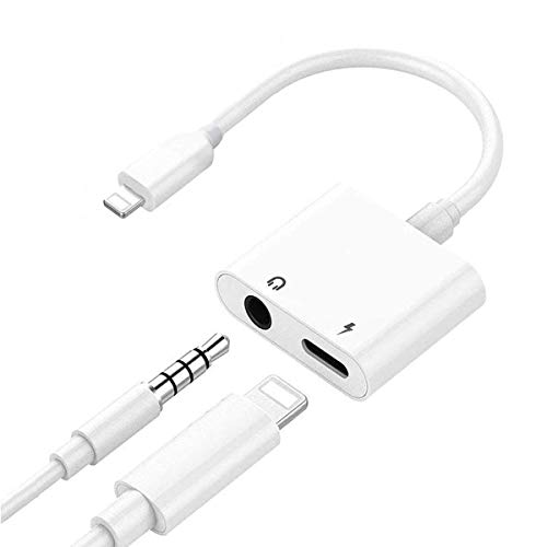 Headphone Adapter for iPhone Adaptor to 3.5mm Converter Earphone Adaptor for iPhone 7/7 Plus Accessories Headphone Cable Splitter Audio Jack Earbud Adapter for iPhone Xs/Xs Max/XR/iPhone 8/8 Plus/X