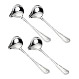 GRADENEVE 4 Stück Saucenlöffel Aus Kleine Schöpfkelle Für Soße Servierlöffel Saucenkelle Soßenkelle Klein Küchenkellen Schöpfkelle Mit Ausguss Brühlöffel Silber Rostfreier Stahl