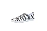 Shoozy Damen Leder-Plimsoll mit blauen Blumen, zebra, 40 EU