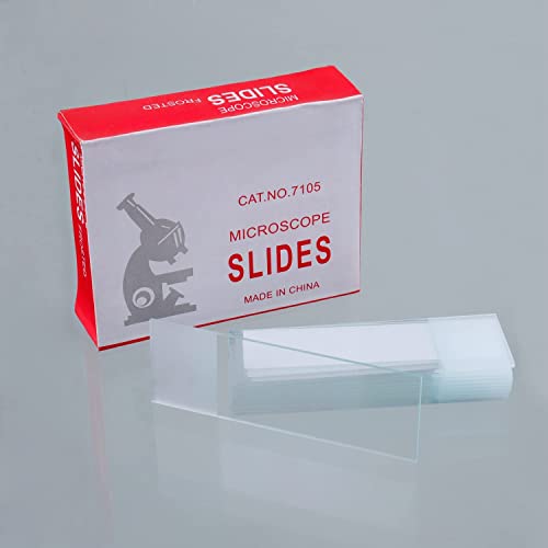 BOJACK 100 Pcs Diapositives de microscope pré-nettoyées avec bord du sol et 200 Pcs Microscope pré-nettoyé des lunettes avec 4 Tablettes en plastique