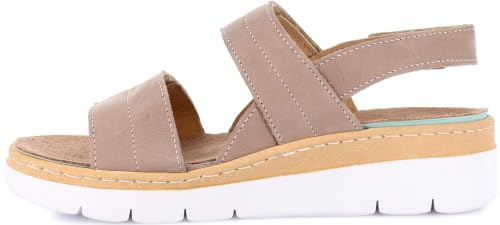 Image of GRUNLAND Women Moll Comfort Slipper with Double Adjustable Buckle, Removable Drysoft Leather Insole, Molded Sole and 4cm Wedge Heel, Einheitsgrosse Weit