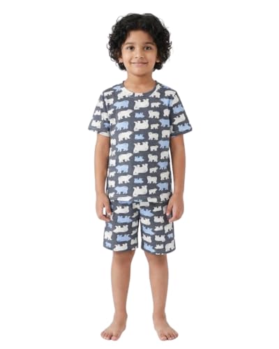 Image of Kids Premium Cotton T-Shirt & Shorts Set for Boys - Half Sleeves Printed Summer Co-Ord Set with Pockets, Soft & Comfortable Casual Wear Outfit