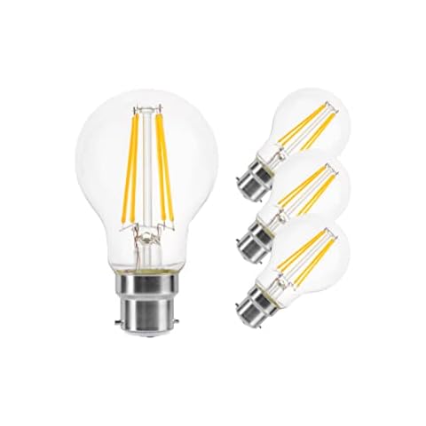 LumeGlow B22 Bayonet Cap LED Filament Light Bulb | 9W Energy-Saving Bulb (60W Equivalent) | A60 Classic Shape | Long Life (50,000 Hours) | (Warm White 2700k, 3-Pack) Cover