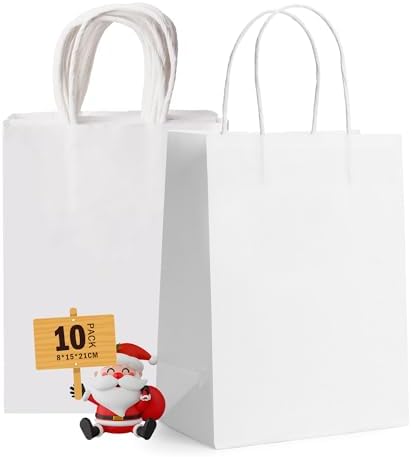 GIFTSAY Light Blue Party Bags 30 Pcs Paper Gift Bags for Kids Party, Paper Bags with Handles, Small Gift Bags Ideal for Birthday, Wedding, Baby Shower, Hen Party-15×8×21 CM