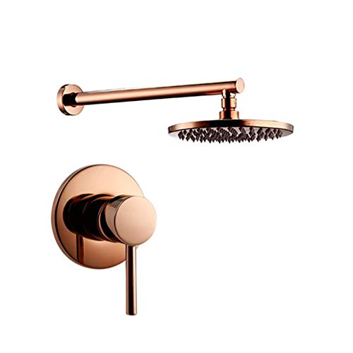 Robinet de vanne de douche en laiton massif or rose et pomme de douche ronde 8-12"