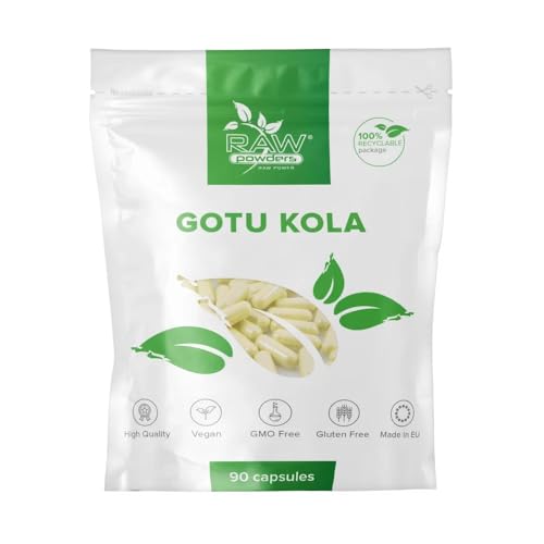Gotu Kola Kapseln Hochdosiert Extrakt 475mg 90 Kapseln | Centella Asiatica 10:1 Extrakt | Für Gedächtnis Konzentration & Durchblutung | Reine Zutaten Vegan | Raw Powders