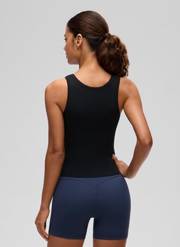 Image of CRZ YOGA Softembrace Scoop Neck Tank Top | Workout, Ultra Soft, Tight Fit, Waist Length, Double Lined, Sleeveless Shirts for Women