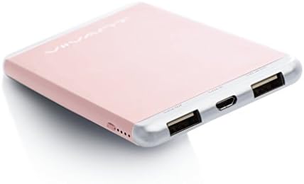 Viivant 5,000 mAh - 2.1A Dual USB Port Slim Aluminum Power Bank, Pink