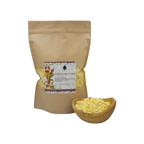 Manteca de cacao Woodflame, pastillas, 200 g, perfectamente adecuada para cosméticos, naturalmente vegana y pura, manteca de semillas de coco Theobroma, calidad alimentaria