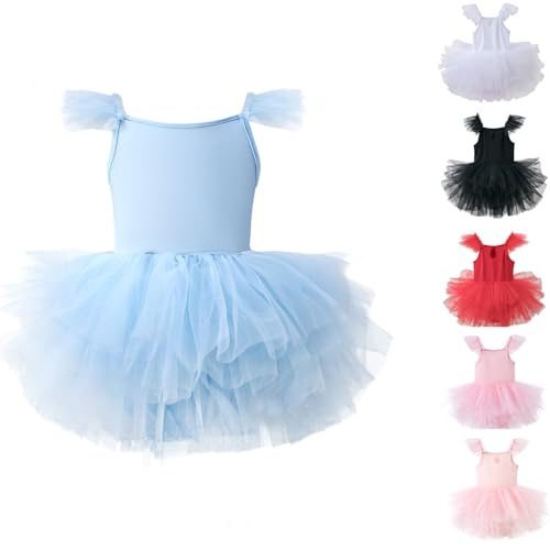 Toddler Girls Camisole Ballet Tutu Dresses Spaghetti Strap Dance Leotard with Fluffy Layers Shiny Ballerina Tulle Skirt 3-10T3