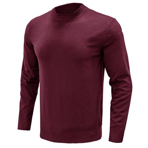Men's Pullover Sweater Long Sleeve Crew Neck Soft Warm Thick Casual Loose Fit Classic Knitted Sweater3