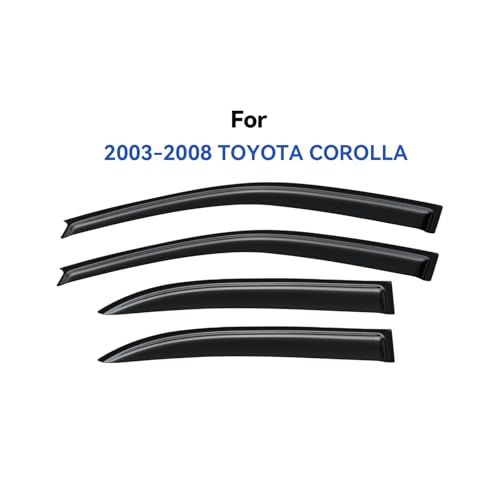 Image of Window Visors Rain Guards Shield for 2003-2008 Toyota Corolla, Out-Channel Window Vent Wind Deflectors Visors Shades for 03-08 Corolla