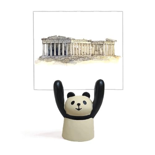 Support Mémo Acropole d'Athènes et Panda Cartoon en résine pour bureau