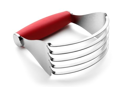 Spring Chef XL Stainless Steel Pastry Cutter Tool for Baking - Heavy Duty Dough Blender - Butter & Dough Cutter Tool with Sharp Blades - Pastry Blender for Easy Mixing - Dishwasher Safe - Red