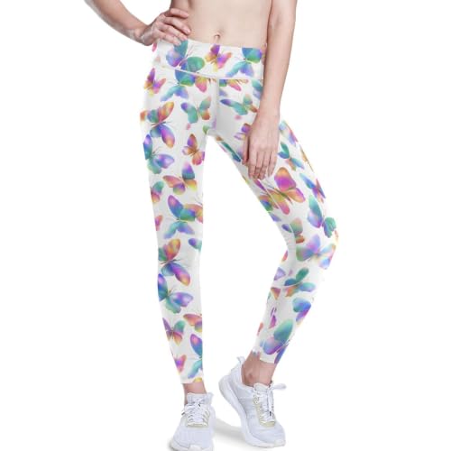 Mallas de yoga suaves con mariposas pantalones deportivos de mujer talle alto 7/8