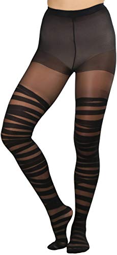 Image of ToBeInStyle Women's Strappy Zig Zag Lace Up Bandage Print Fashion Goth Tights
