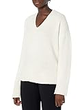 Theory Women's Relaxed Vneck Pullover Sweater, Ivory, L