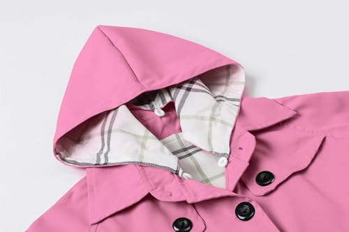Image of Betusline Girl's Single Breasted Trench Coat Hooded Dress Coat Outerwear, 2-14 Years