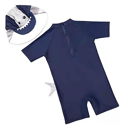 Baopteil Baby Boys Kids Swimsuit One Piece Toddlers Zipper Bathing Suit Swimwear With Hat Rash Guard Surfing Suit Upf 50+ Fba (Navy Blue，9-18 Months) #TOP1