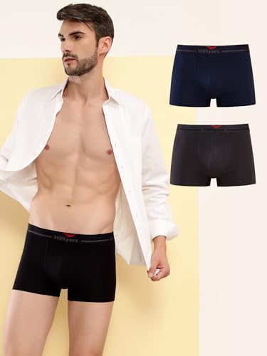 Image of HiFlyers Men's Cotton Spandex Odour-Free, Long Lasting Comfort, All Day Fresh and Confidence Dark Knight Collection Solid Trunks