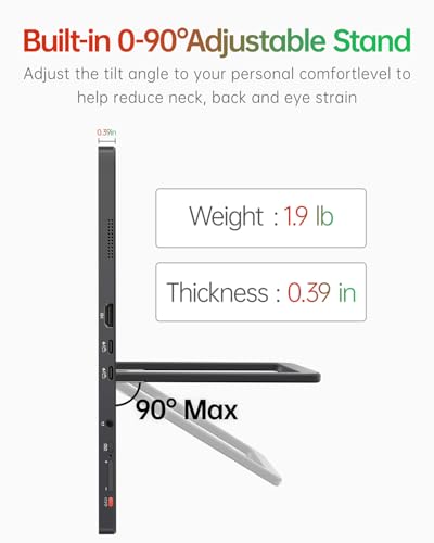 Image of Intehill 16 inch Portable Touchscreen Monitor 3K, 16:10 Touch Screen Display with Tempered Glass, 100% sRGB Travel Monitor with Adjustable Stand, Speakers, HDMI Second External Screen for Laptop, U16ZT