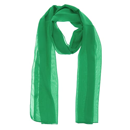 WESTEND CHOICE Ladies Chiffon Scarves Women Plain Neck Scarf Soft Headwrap Girls Headscarf Sheer Wrap womens scarves & wraps 150x45 cm (Green)