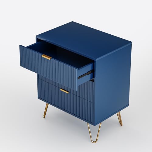 Table d'appoint bleu foncé Ele Sto commode de rangement à tiroirs en métal