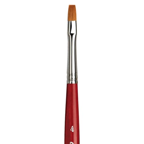 Image of da Vinci Watercolor Series 5880 CosmoTop Spin Paint Brush, Flat Synthetic with Red Handle, Size 4 (5880-04)