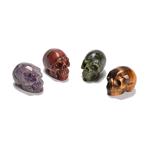 JM Design Natural Gemstone Crystal Hand Carved Halloween Skulls Size 2'' Sold by Piece