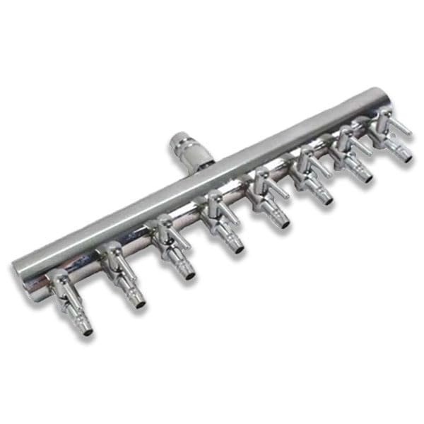 eco-filtration 8-Way Air Splitter Manifold - 4mm Airline Tube Compatible | 8mm OD Barbed Inlet, Corrosion-Resistant | Stainless Steel Air Distributor for Fish Ponds, Aquarium Pump & Hydroponic Systems