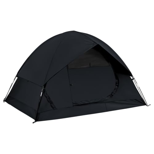 Spacious Waterproof 2/4 Person 4-Season Tent with Big Rain Fly – Versatile Outdoor Camping Tent for Hiking, Backpacking, and Festivals – Easy Setup & Durable Design (Black, 4 Person)